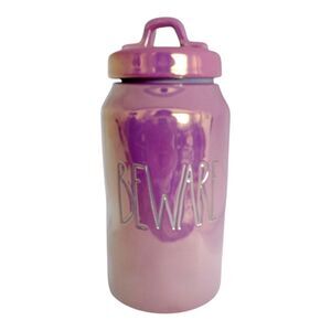 Rae Dunn "BEWARE" Halloween Purple Iridescent Luster Canister